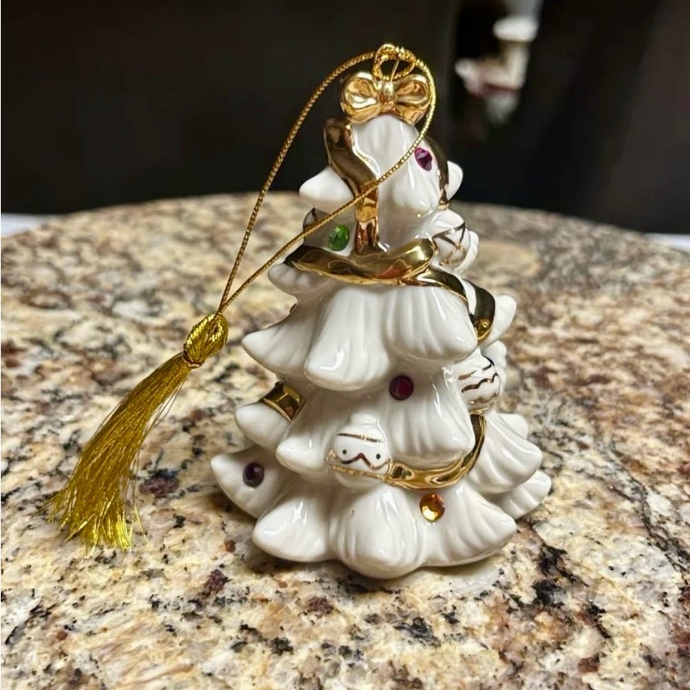 Lenox~2001 Jeweled Christmas Tree Ceramic Ornament W/ Colored Jewels & Gold Trim - Picture 7 of 12